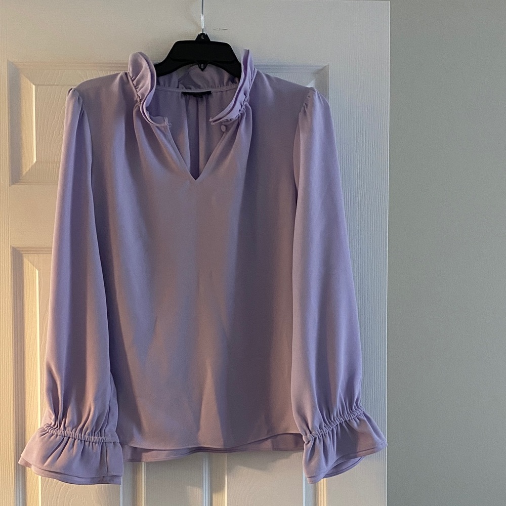 J. Crew Lilac Ruffle Neck Blouse
